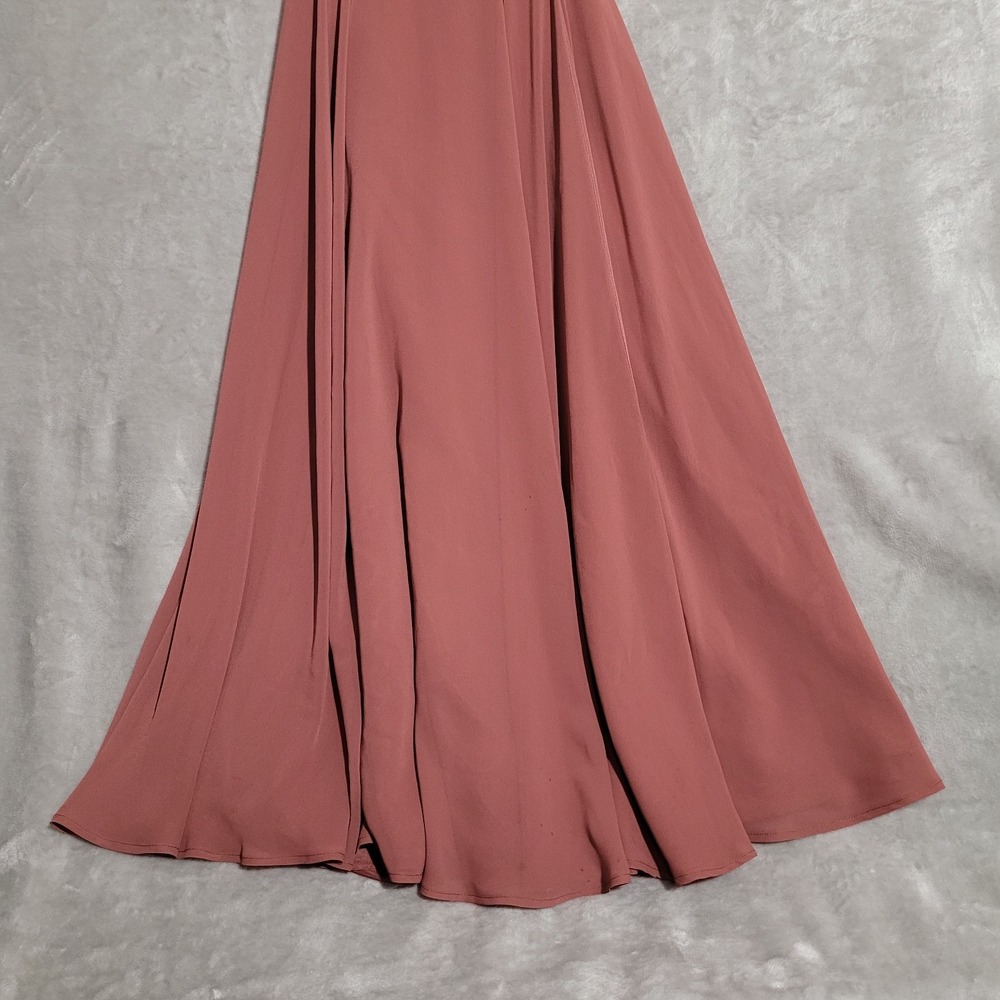 Jenny Yoo Collection SZ 4 Dusty Rose Faye Flutter Sleeve Maxi Wrap Dress/Gown - Picture 6 of 10